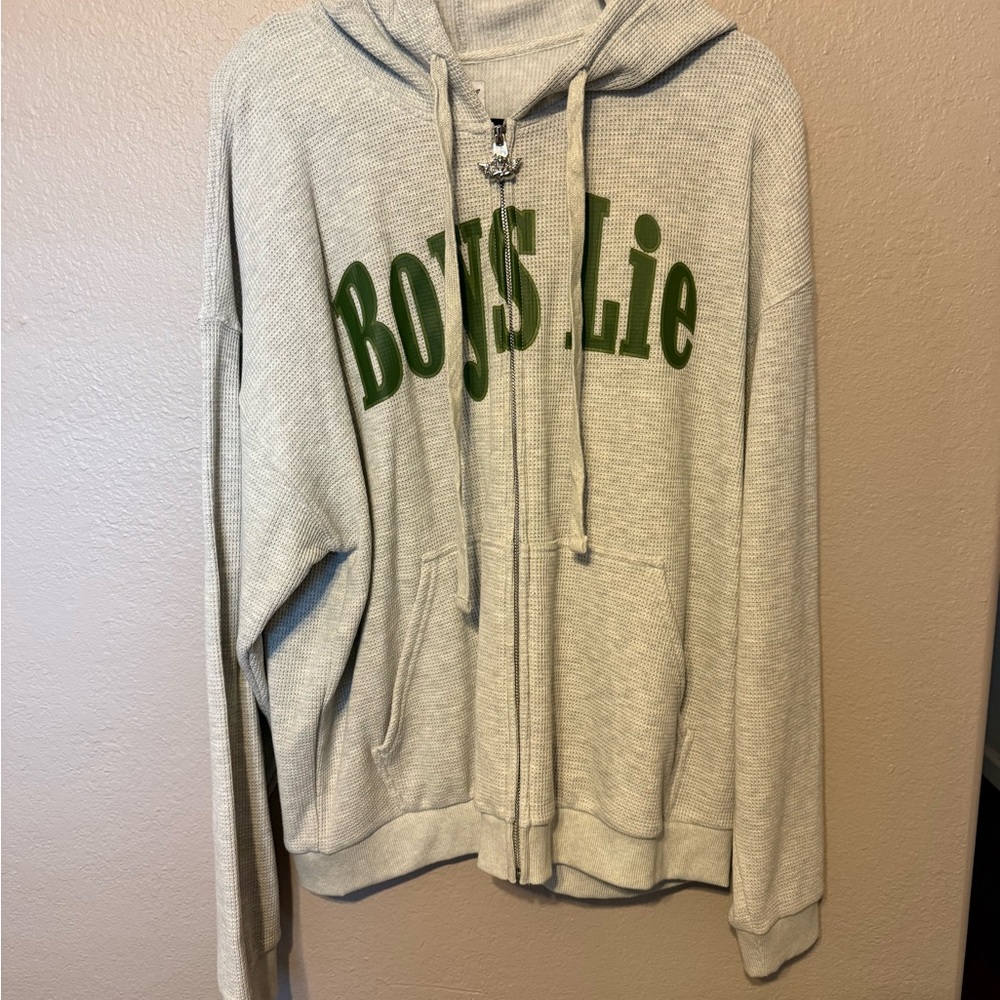 Boys Lie Cream Textured Zip-Up